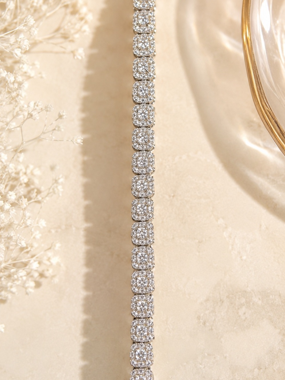 Sterling Silver Lab Grown Diamond Tennis Bracelet.